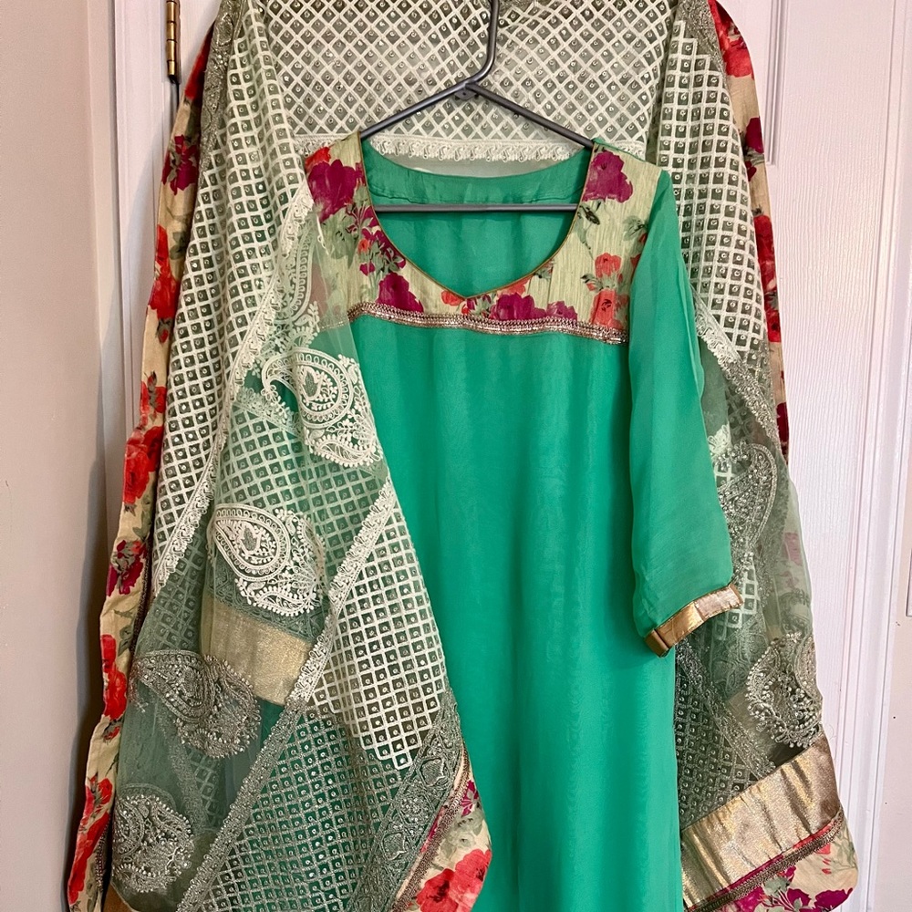 COPY - Stunning Designer Wear Salwar with handmade chikankari dupatta!